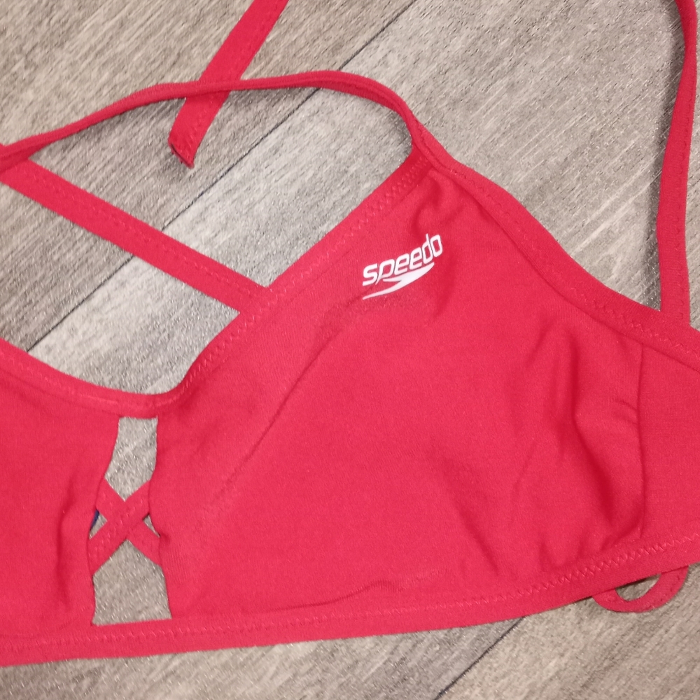 Speedo red bikini top size large swimsuit summer - Picture 2 of 3